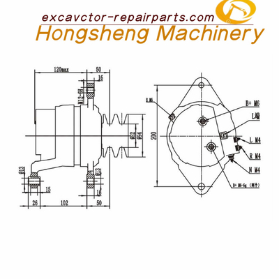 600-825-3151 Generator Excavator Komatsu PC400-6 Mesin 6D125 Alternator 24V 40A
